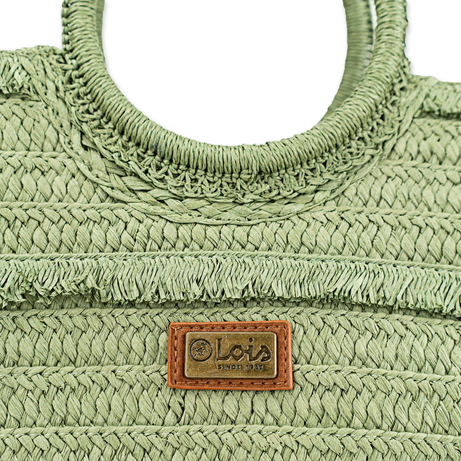 Lois - Bolso Capazo Rafia Mujer Para Playa Ideal Verano. Capazos Mimbre Mujer Estilo Rústico Elegante y Ligero
