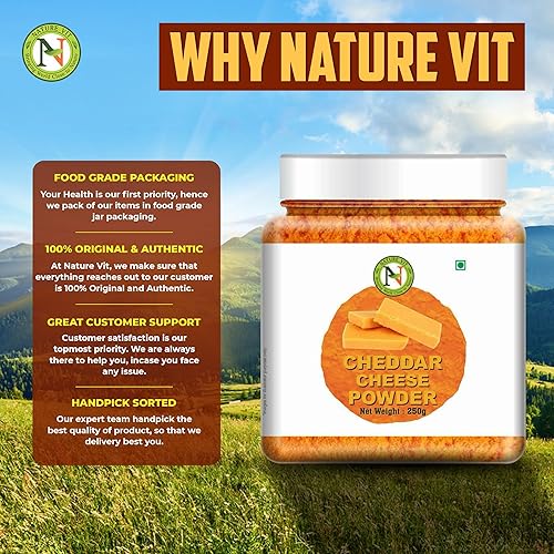 Miniatura 7 de NatureVit - Queso cheddar en polvo, 8.82 oz, condimento vegano para palomitas de maíz, pizza, pasta, papas fritas y makhana, sin gluten, sin