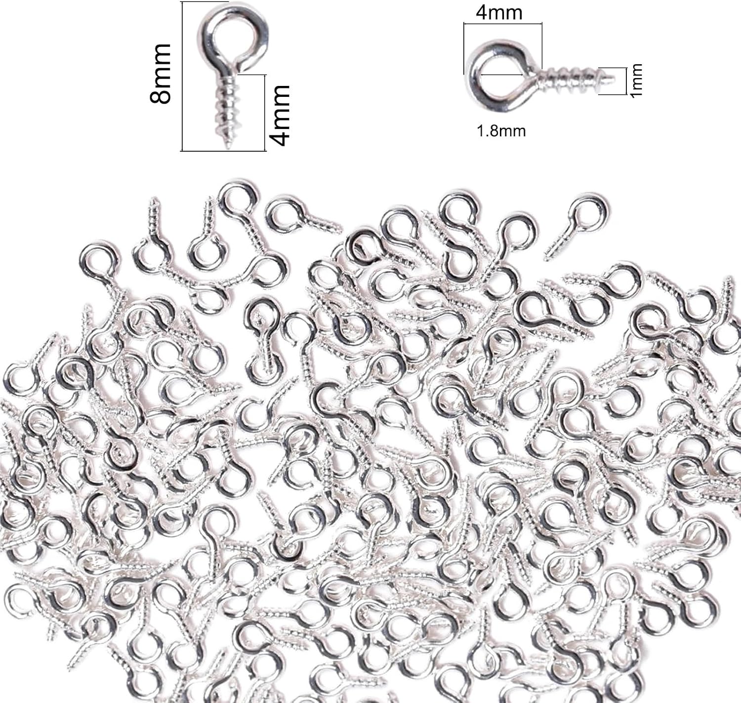 Small Screw Eye Pins 1000Pcs 8mm/10mm Small Tiny Eyepins Hooks Eyelets Screw DIY Jewelry Findings for Pendant Cork Bottles(Gold,8mm)