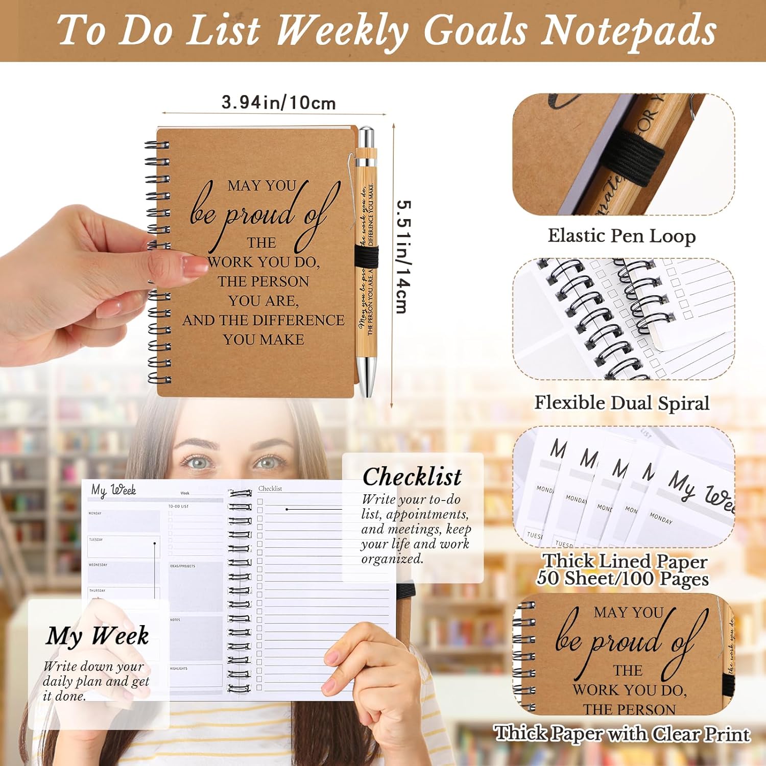 Tellingyou 60 Pcs Administrative Professional Day Gifts Bulk for Employee Coworker A6 Notebook Ballpoint Pen Motivational Weekly Planners Inspirational Gifts for Secretary Teacher Team Staff