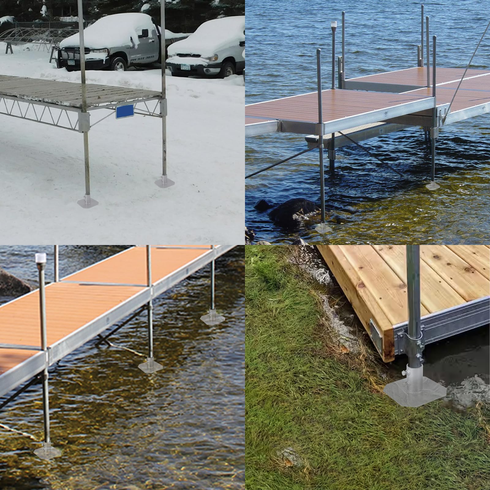2-pak stacjonarnych podkładek dolnych, stacjonarna płyta bazowa doku, ocynkowane okucia pływające wsporniki rur dokujących, sprzęt montażowy do stopy słupka słupkowego, podtrzymywania i utrzymywania