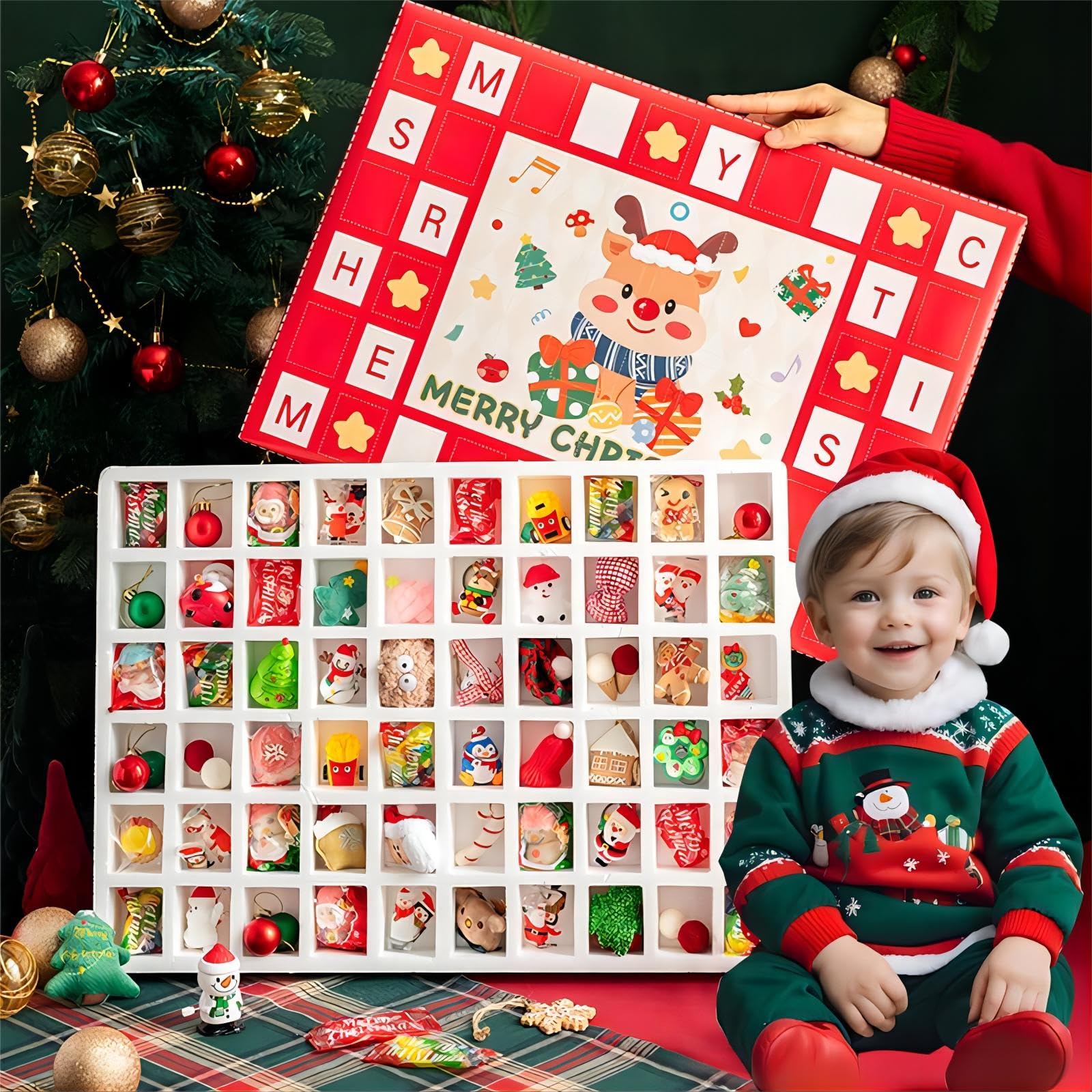 LNV Christmas Advent Calendar, 60PCS Calendar Countdown Blind Box, 24 Days of Christmas Countdown Advent Calendar Xmas Advent Blind Box Surprise Gift,Boys Girls Countdown to Christmas Gifts