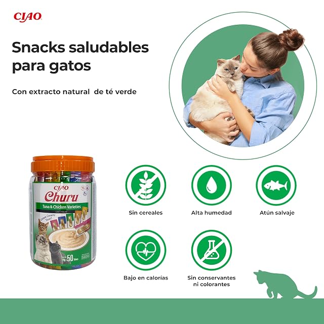 Foto 2 de 6 de INABA Churu Snack para Gatos, Cubo Multipack Atún y Pollo, 50 x 14g