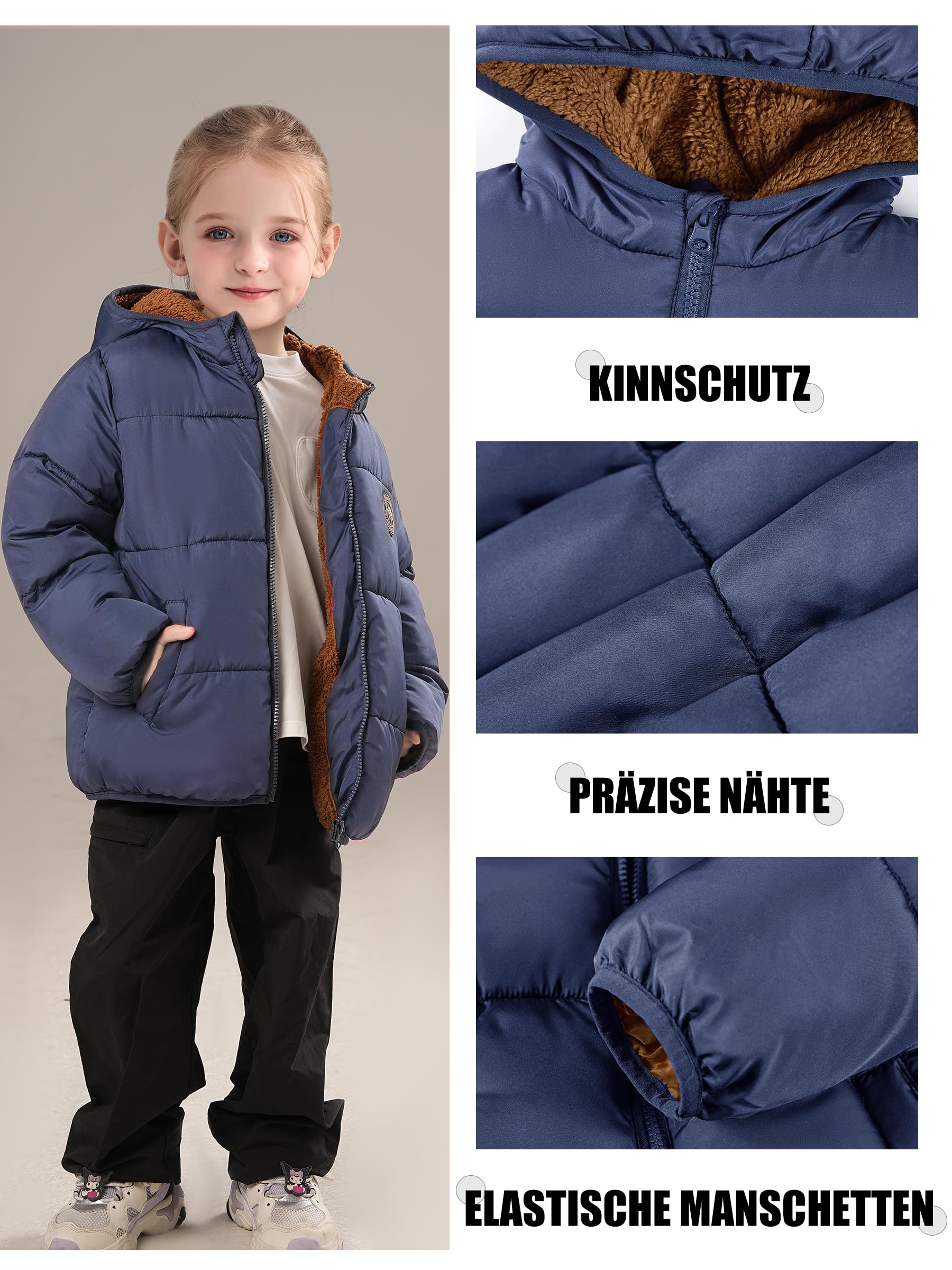 maoo garden Mädchen Winterjacke Mit Fleecefutter Leichte Schauerfeste Steppjacke Für Kleinkinder
