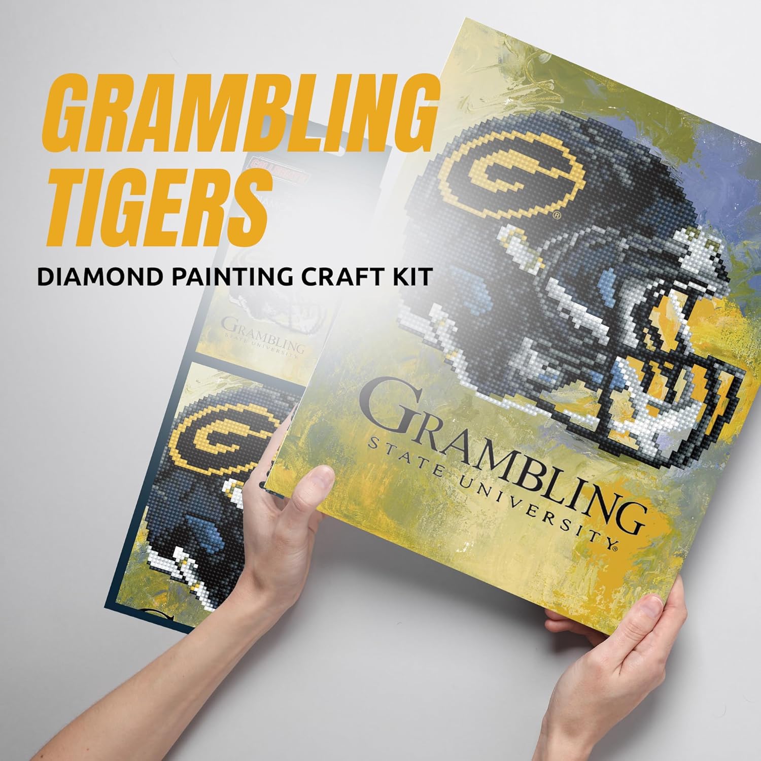 Sporticulture NCAA Grambling Diamond Painting Craft Kit – Officially Licensed DIY Fan Art, Includes Pre-Sorted Gems, Stylus, Tray, and Instructions – Perfect for Framing and Display