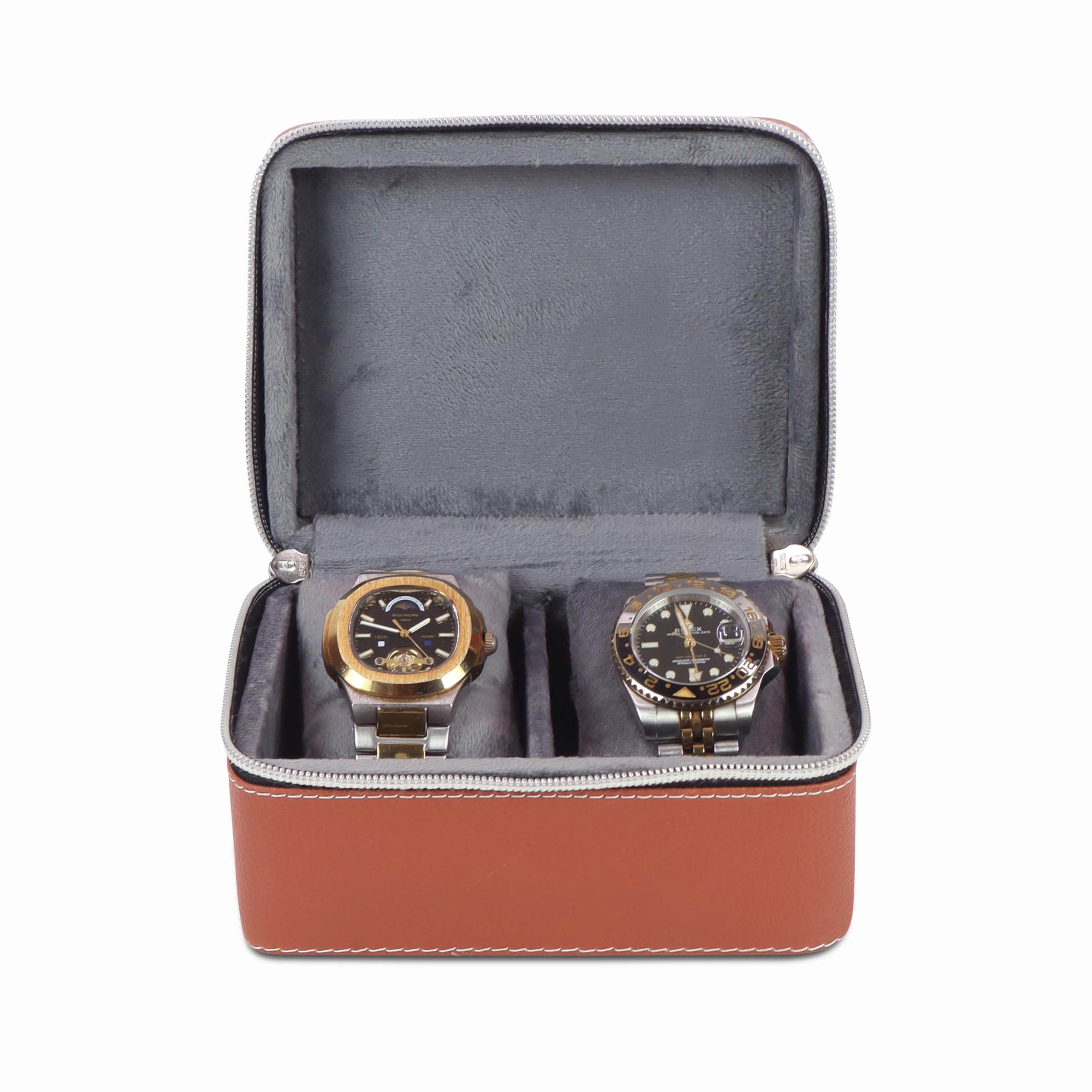 NFI essentials Watch Box for Men & Women Watch Organizer Case In 2 Slots of watches Watch Holder with Professional Leather Watch case Watch Collection Box Unisex (Tan) (B0DH8F322B) Amazon Price History, Amazon Price Tracker