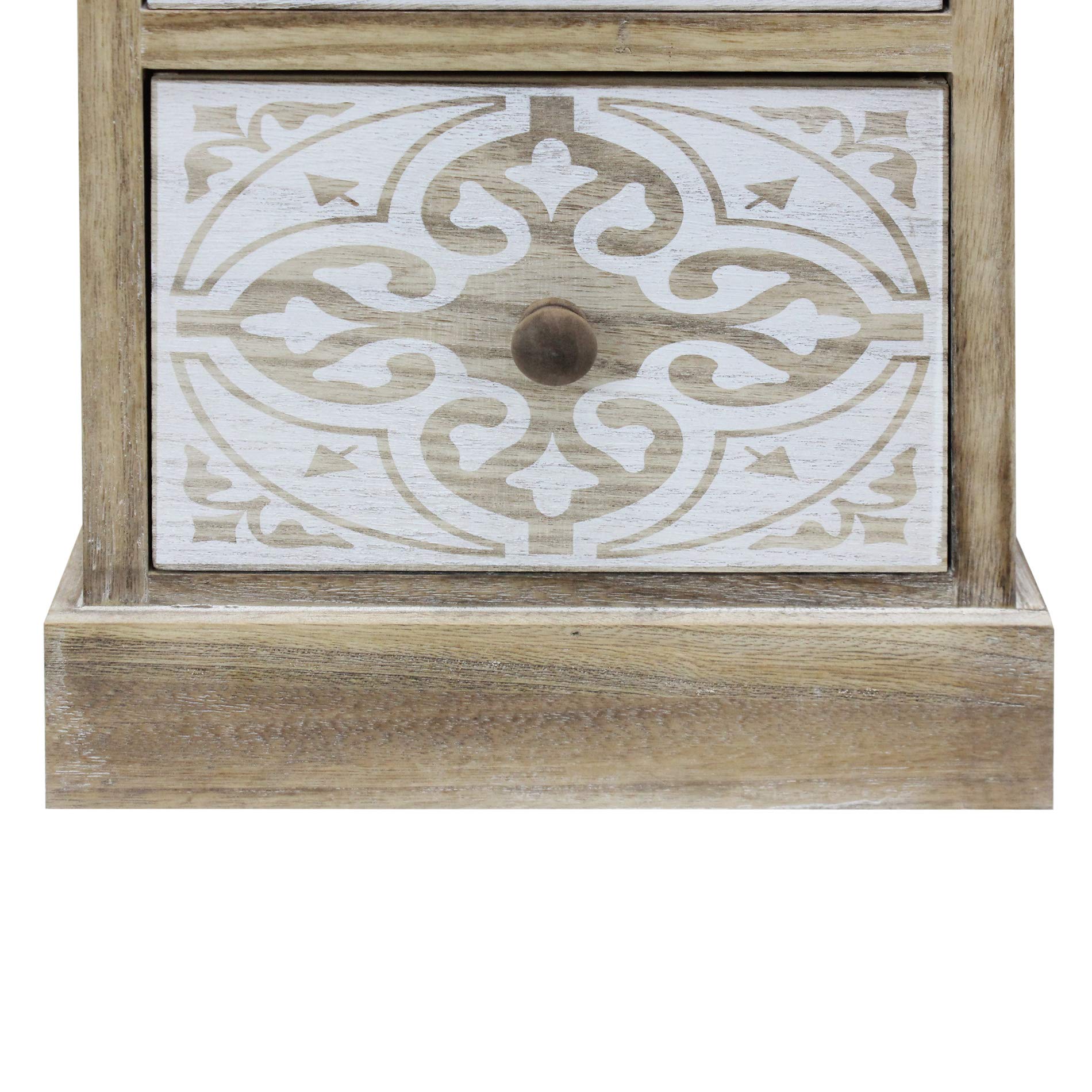 Rebecca Mobili Cómoda con 3 Cajones, Mesita de Noche Estrecha Shabby, Madera Blanca Beige, Recibidor - Medidas: 63 x 29 x 25 cm (AxANxFON) - Art. RE6535