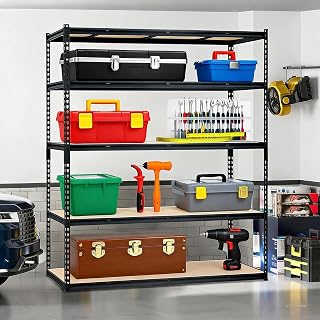 Heavy-Duty 5-Tier Adjustable Metal Shelving Unit, Boltless Garage Storage Rack