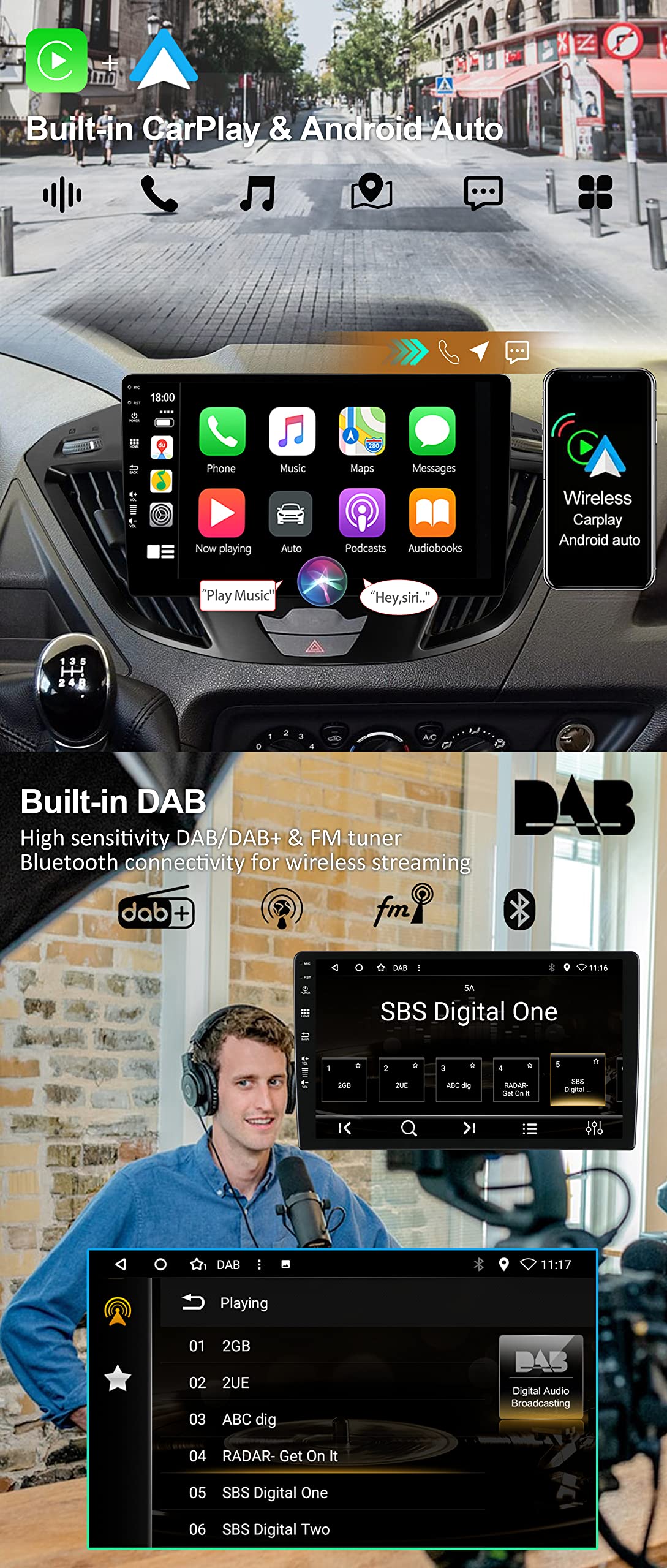 JOYX Android 12 IPS Autoradio Passt für Ford Focus (2012-2017 - Eingebautes CarPlay Android Auto