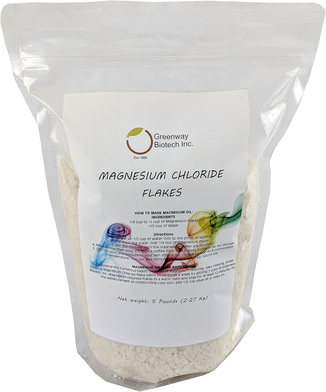 Magnesium Chloride Flakes Clouro de Magnesio"Greenway Biotech Brand" 5 Pounds