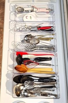 color house 6'lı Set Modüler Kepçelik Kaşıklık Mutfak Çekmece Içi Düzenleyici Makyaj Buzdolabı Organizer ŞEFFAF 67 x 49
