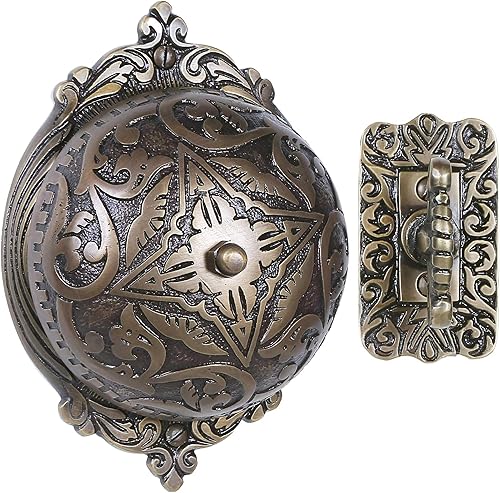 Miniatura 2 de A29 Timbre victoriano giratorio, timbre mecánico con acabado de cobre antiguo, latón macizo, timbre vintage para hogares con timbre manual de giro,