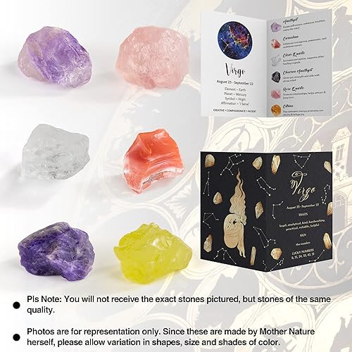 Miniatura 3 de YTENTE Juego de regalo de piedra curativa de cristales, velas perfumadas con signo del zodiaco de cera de soja, piedras curativas de cristales con