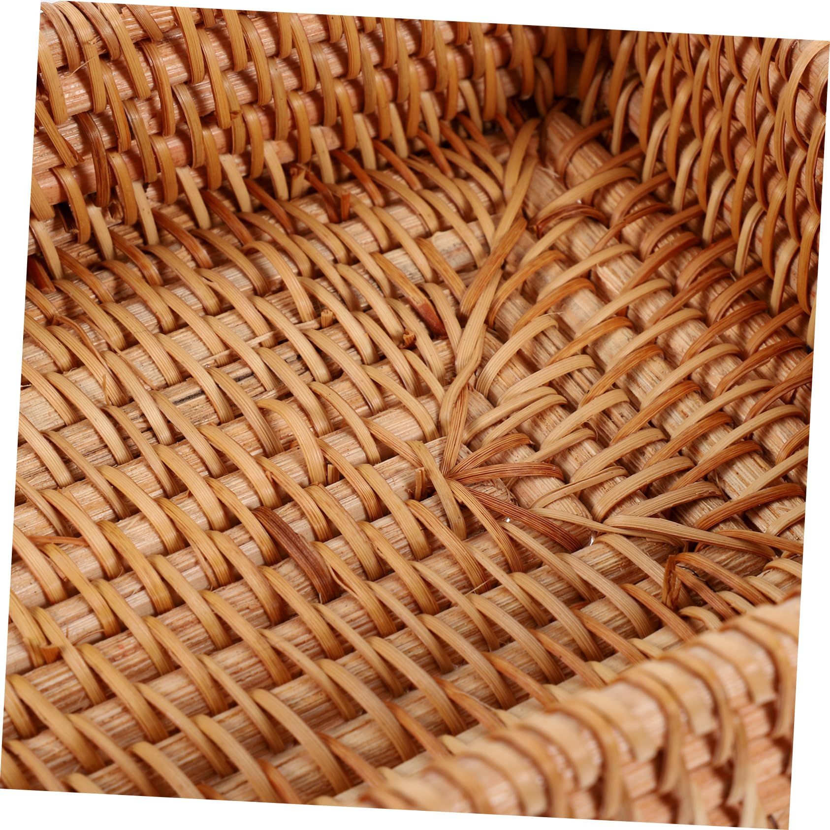STOBAZA Woven Rattan Storage Basket Bread Fruit Container Portable Snack Organizer for Picnics Parties Home Use Natural Lightweight Design