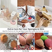 Vista 36 de 4 piezas de soporte para Beauty Blender Estuche de soporte para esponja de maquillaje de silicona transpirable de doble cara para viajes o uso
