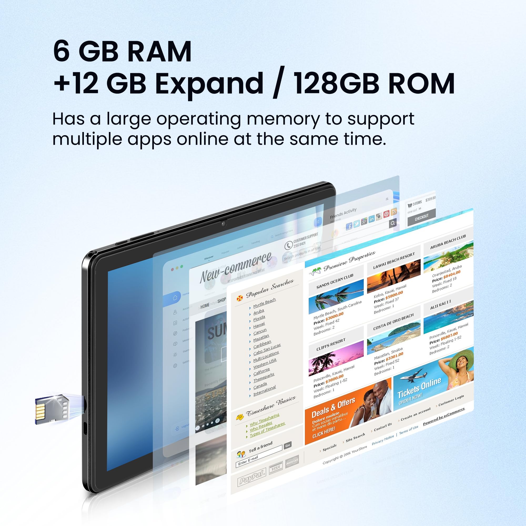 Tablet Android, 10.1 pulgadas Android 15 Tablets 18 (6+12 GB RAM 128GB ROM, 1280x800 IPS HD pantalla táctil, batería de 6000mAh, Bluetooth, cámara dual de 2MP+5MP, GMS, WiFi (negro) 4