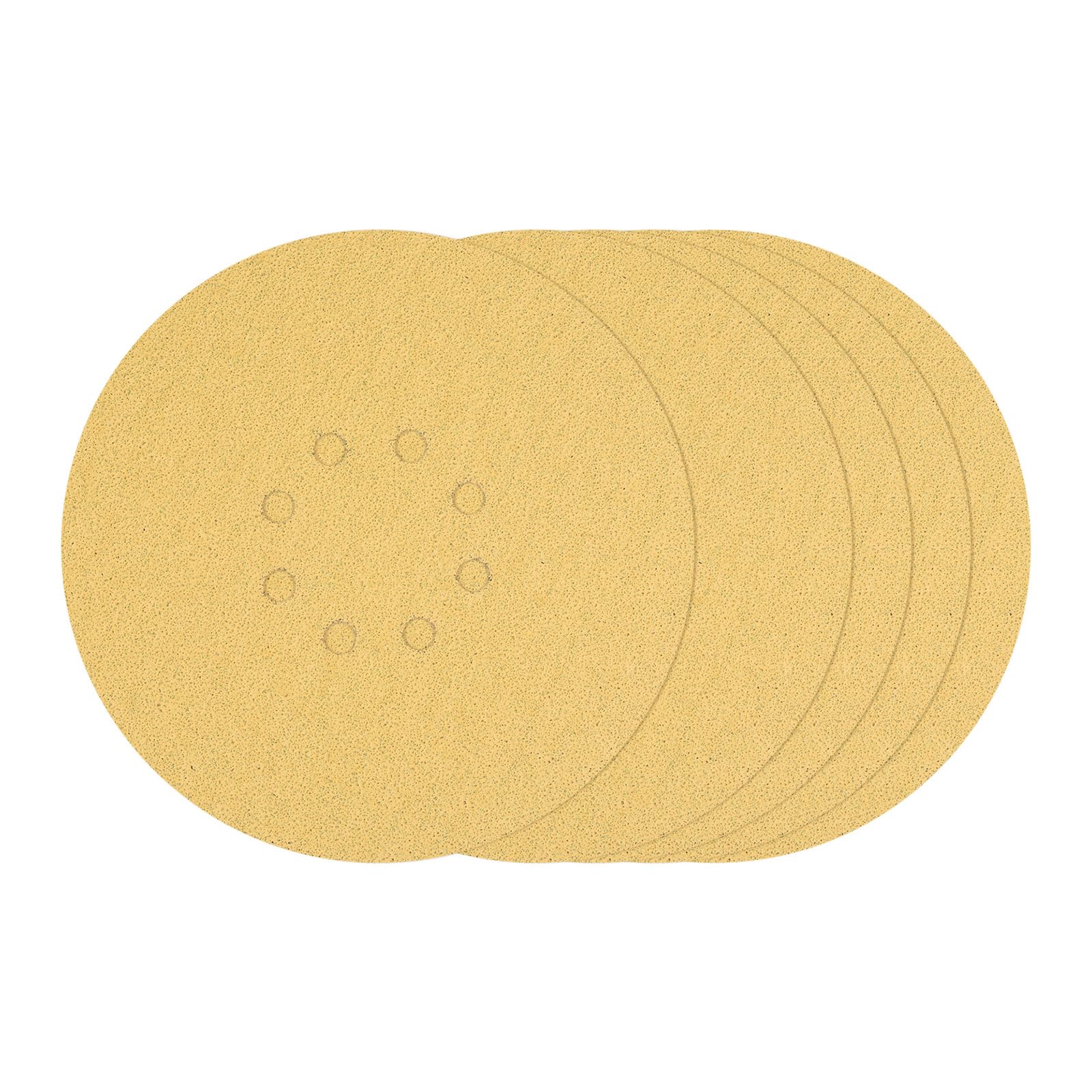 Kozelo 10 Pcs Sanding Disc 220 mm 40 Grit 8 Hole Hook and Loop Random Orbital Sandpapers Suitable for Drywall Sander Wood Metal Furniture, Yellow