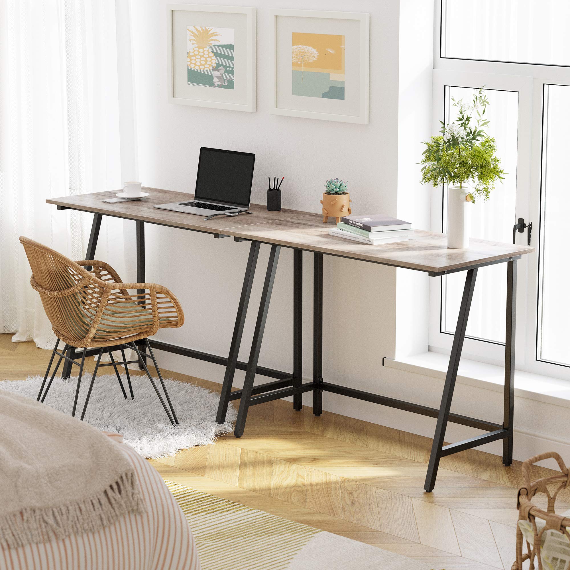 VASAGLE Scrivania per Computer, Legno ingegnerizzato, Greige, 50P x 100l x 75H cm