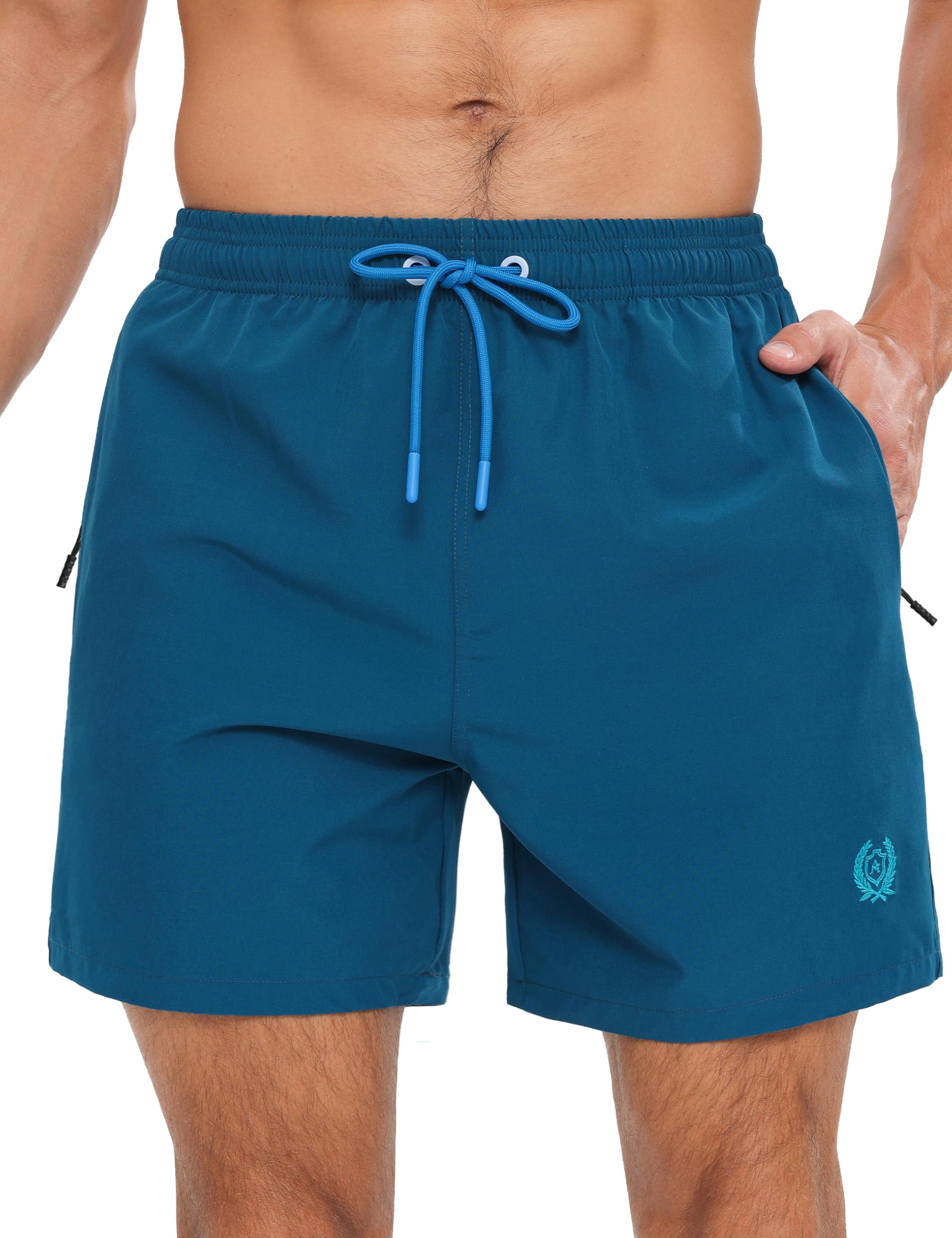 APTRO Herren Badehosen Badeshorts mit Mesh-Futter Schnelltrocknend Boardshorts Reißverschlusstaschen Einfarbig Sport Shorts ZIP025