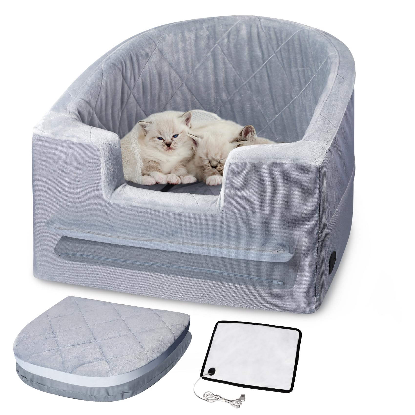 Dog Car Seat Pet Safe Car Bucket Seats with Seatbelt, Dog Bed Travel