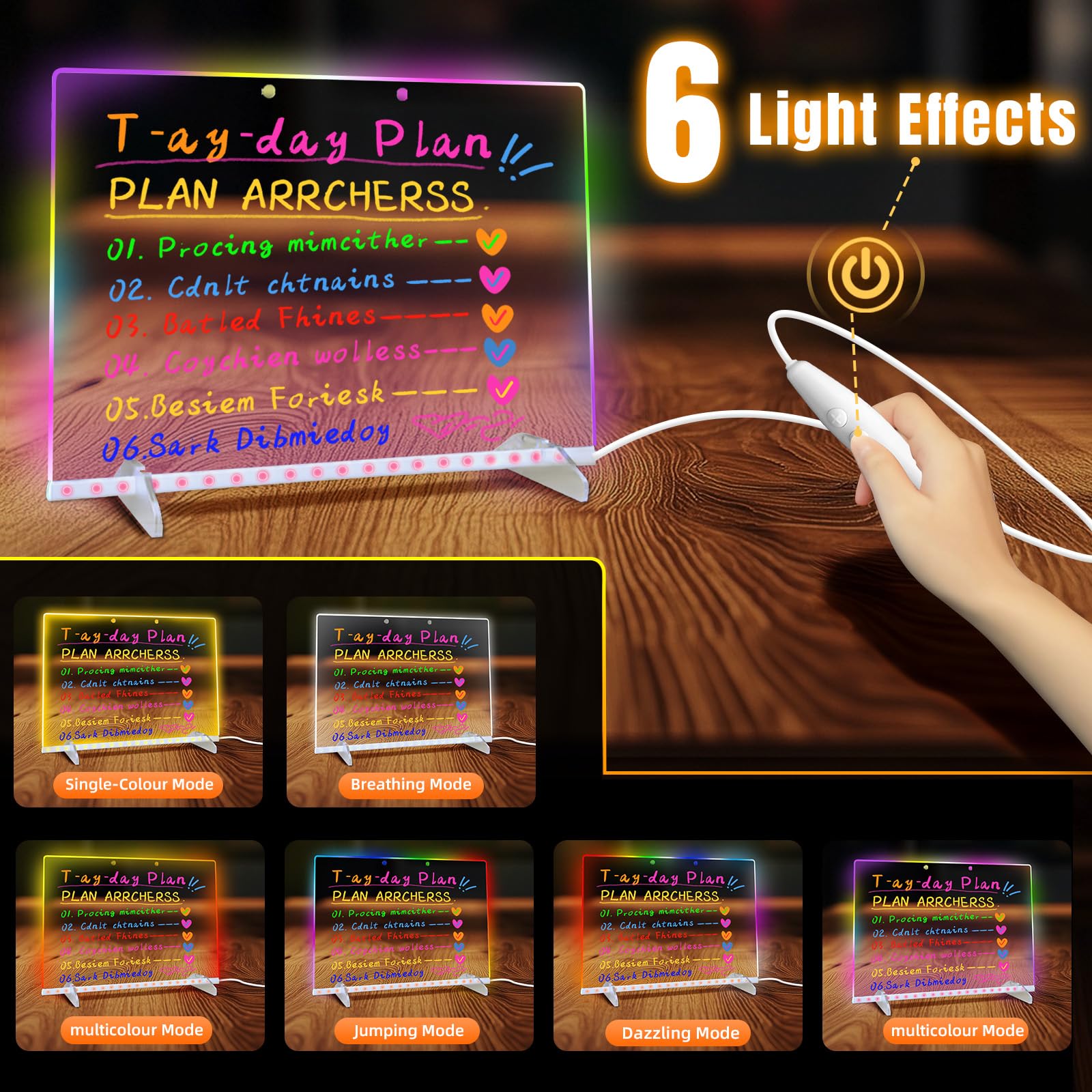 Ortizan Lavagna Luminosa per Disegnare, Lavagna Luminosa Bambini, 35x25 cm 13 modalità di luce, incluso adattatore, supporto e catena per appendere, Regalo Creativo per Fidanzata,Mamma,Papà Festività