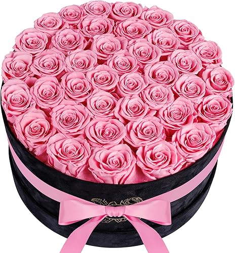 UFOREVER ROSES Rosas preservadas de lujo en caja de gamuza, regalos de rosas florales para mujeres, flores para el día de San Valentín, rosas para