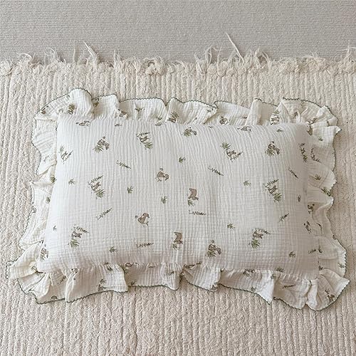 Vista 125 de BuLuTu Funda de almohada de muselina de algodón para niños pequeños, tamaño estándar, estampado de flores de Galsang, suave funda de almohada