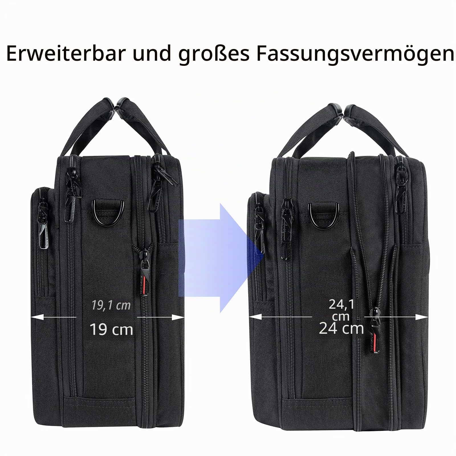 VANKEAN Laptop Bag Premium Laptop Briefcase Fits Up to 17.3 Inch Laptop Expandable Water-Repellent Shoulder Messenger Bag Computer Bag for Travel/Business/School/Men/Women-Black