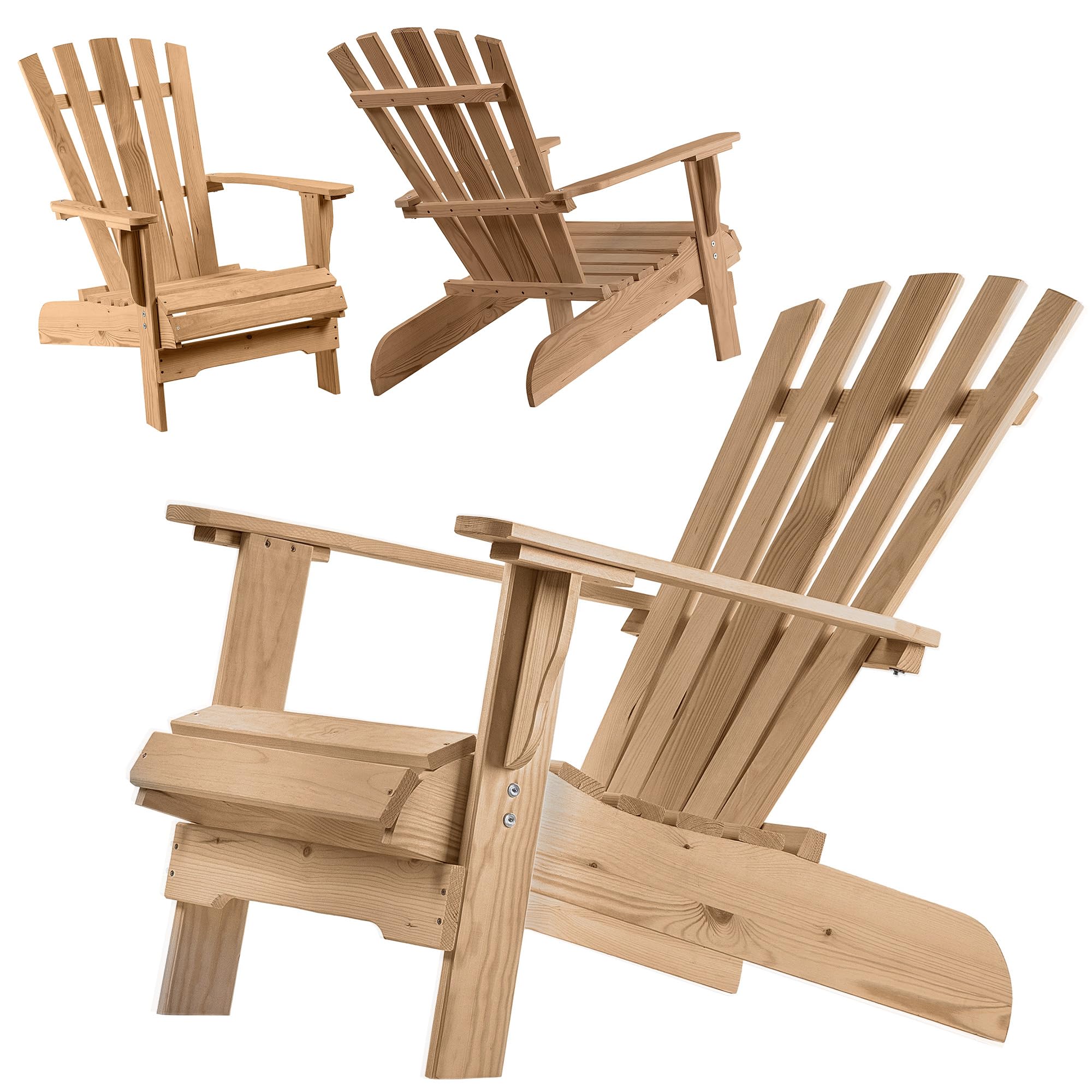KADAX Adirondack Chaise de jardin en bois, avec dossier haut et accoudoirs, chaise de relaxation, fauteuil d'extérieur en bois pour jardin, foncé