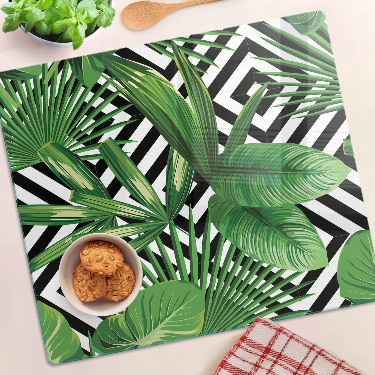 Planche De Cuisine En Verre Tulup 60x52 Cm – Motif Montagnes Et Animaux