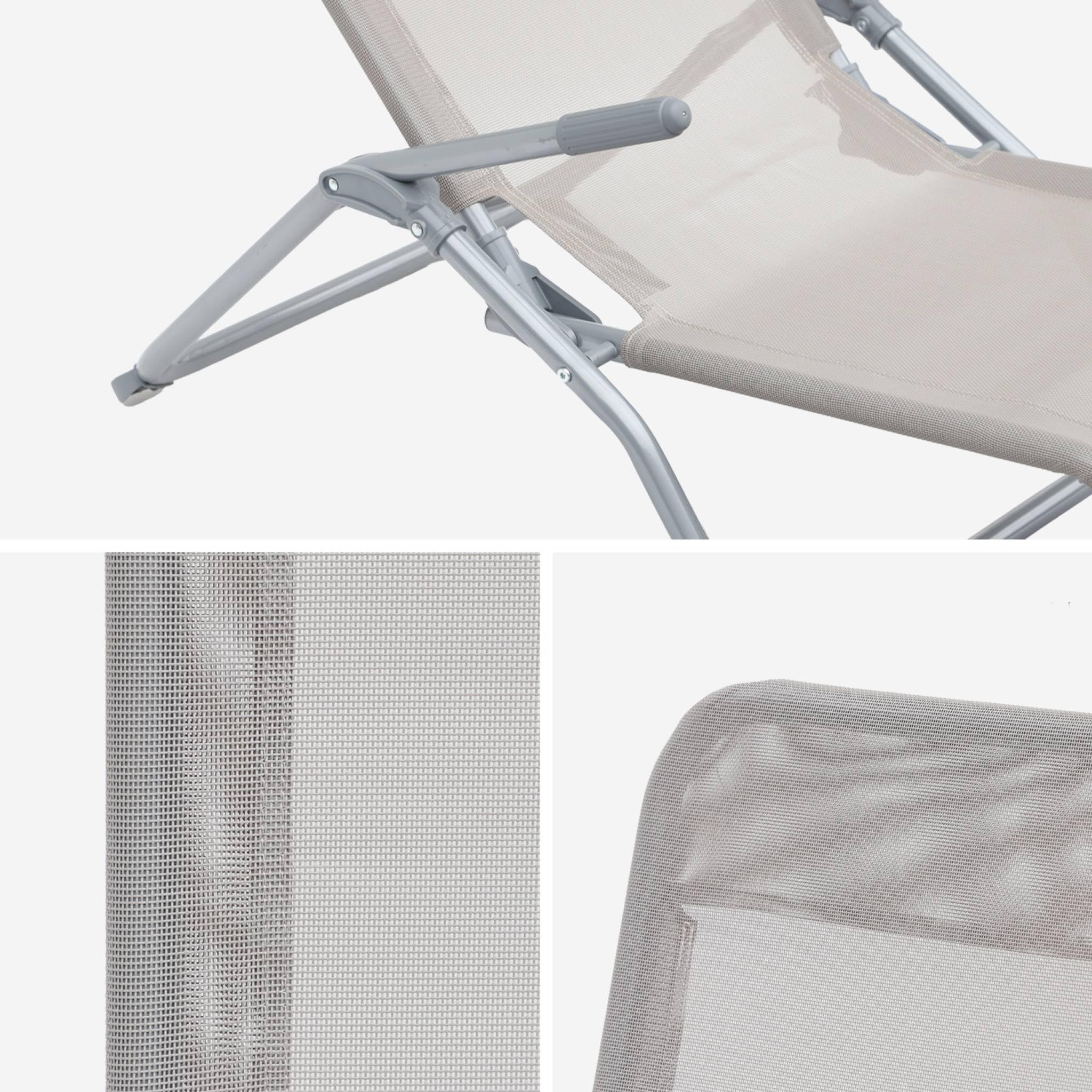 Set 2 sdraio in textilene multiposizione Grigio bruno - 60x165x70 cm