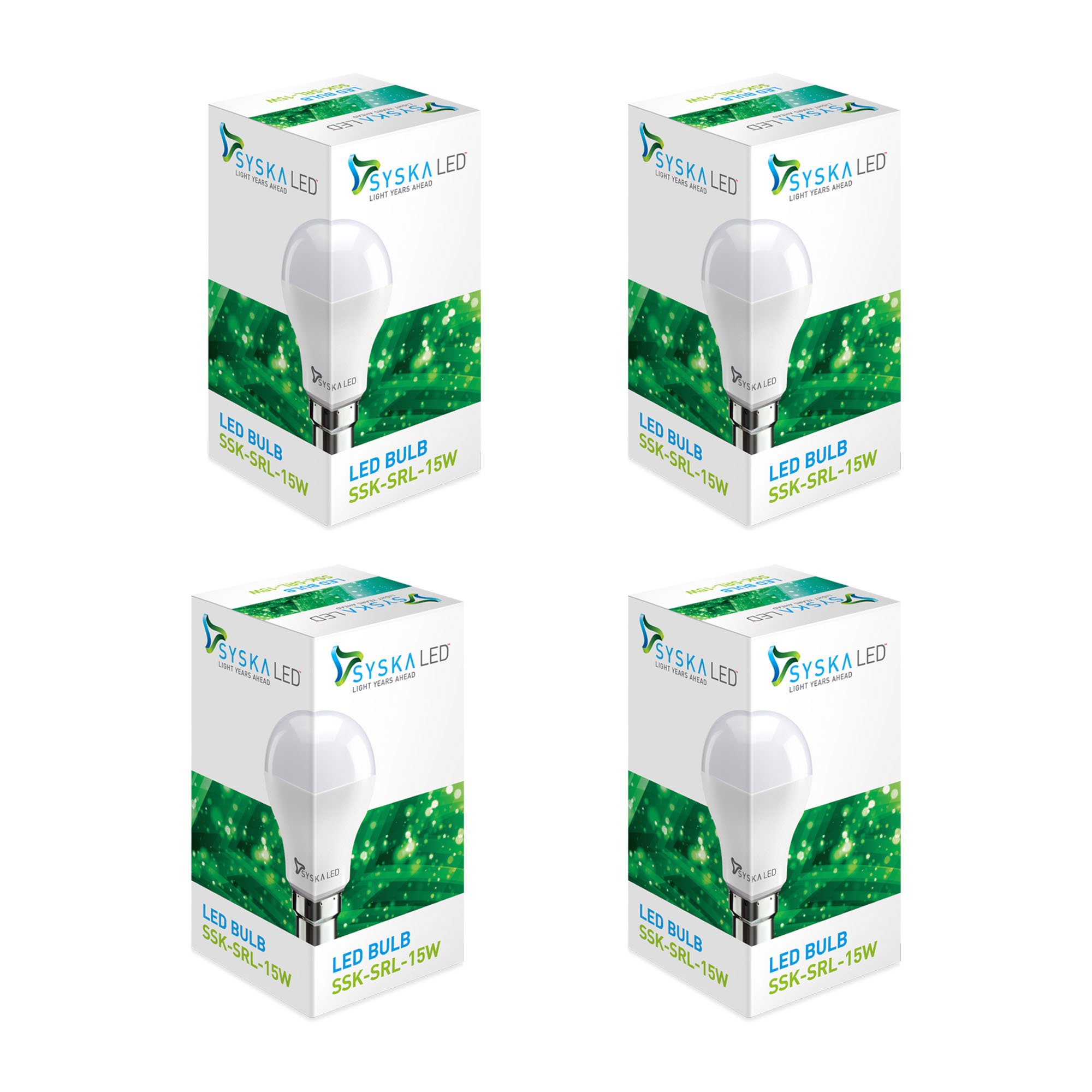 SYSKA SSK-SRL-15W-4 Base B22 15-Watt LED Bulb (Pack of 4, Cool Day Light)