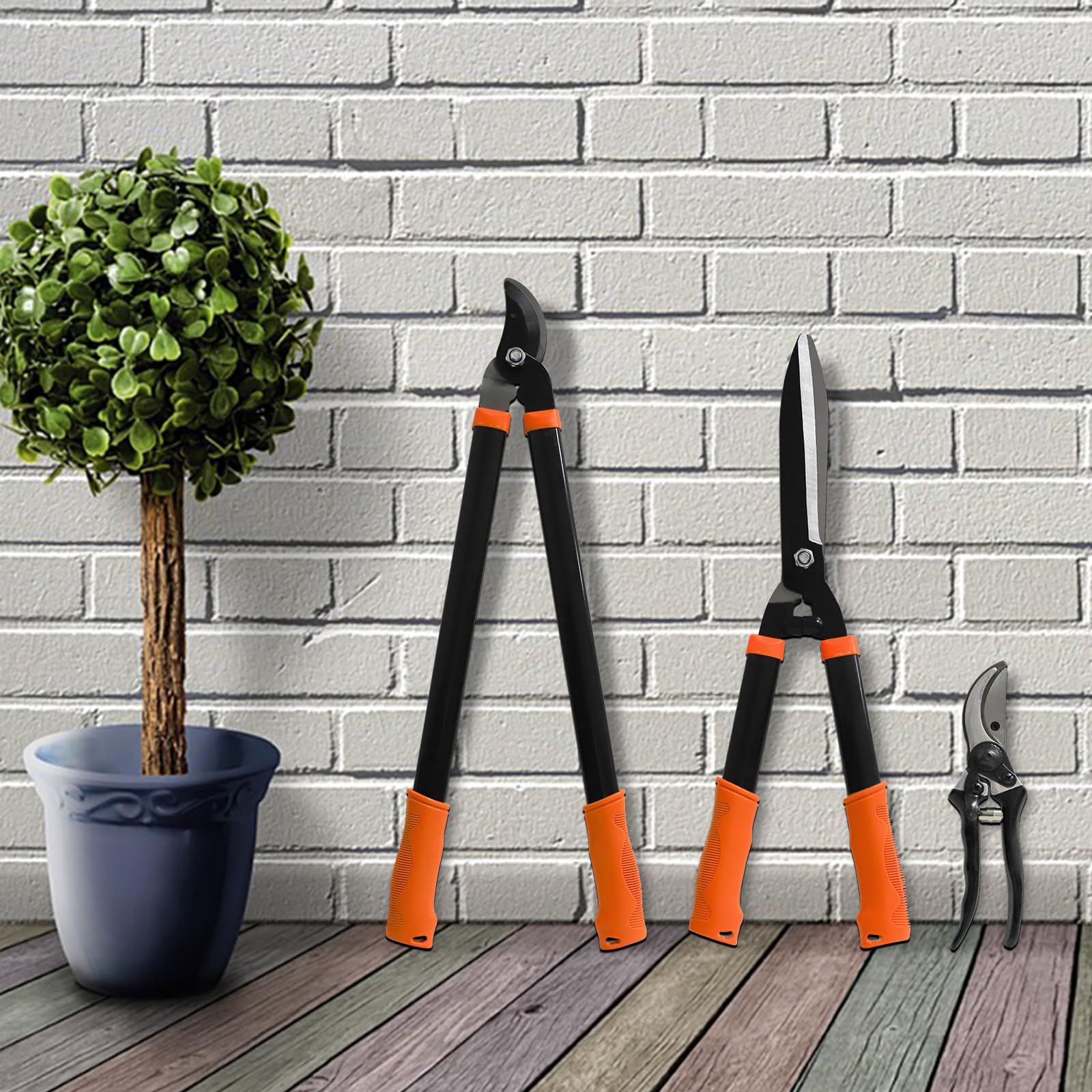 SunnyRoyal 3 pieces Garden Tools Set - Lopper & Pruning Shear & Tree Trimmer Pruner for Lawn Garden Yard Branch Cutting