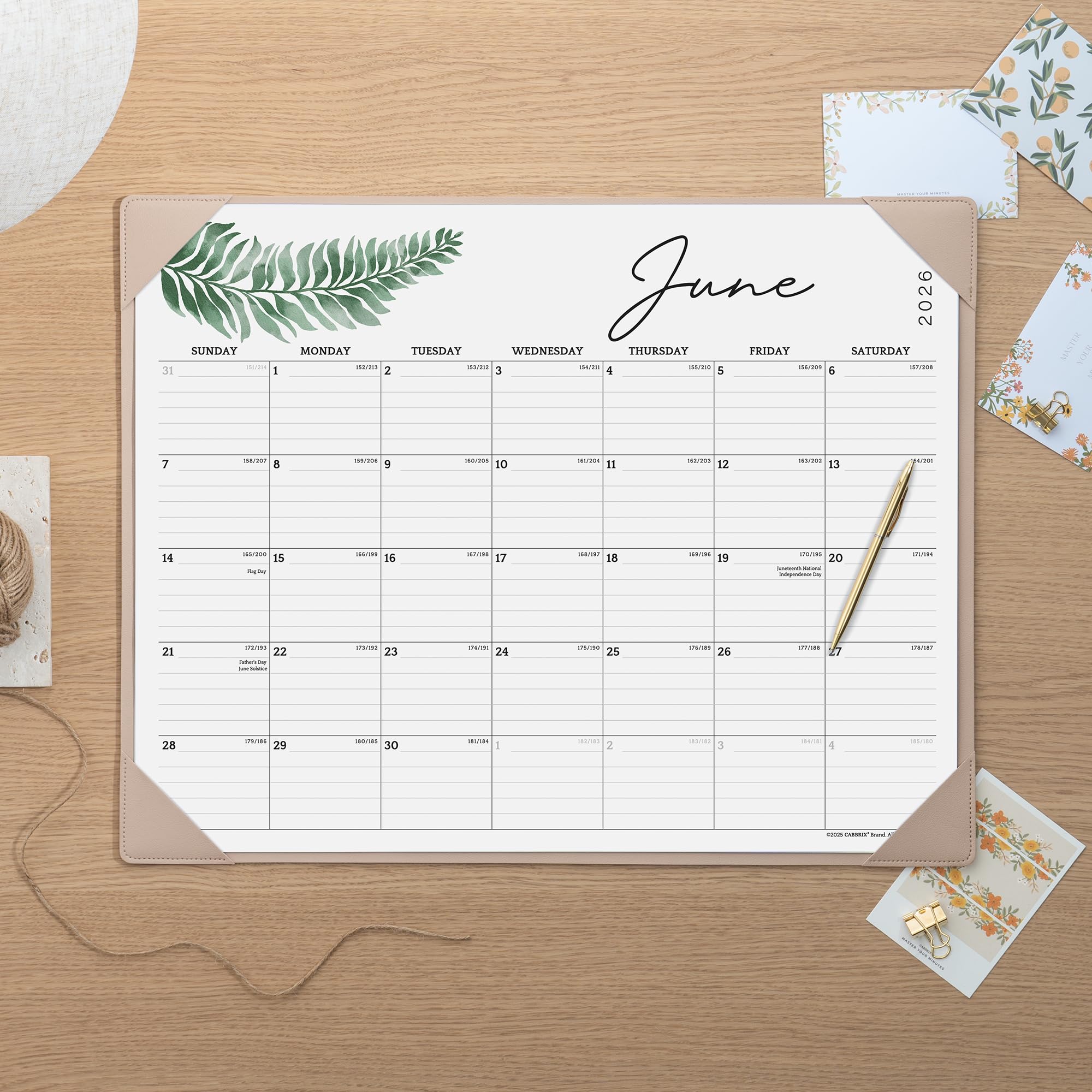 Cabbrix Schreibtischkalender 2026-2027 mit Schreibtischmatte, 18 Monate großer Kalender Januar 2026 - Juni 2027, 53,3 x 16-1/5,1 cm, großer Schreibtisch-Schreibkalender für Zuhause, Schule und Büro