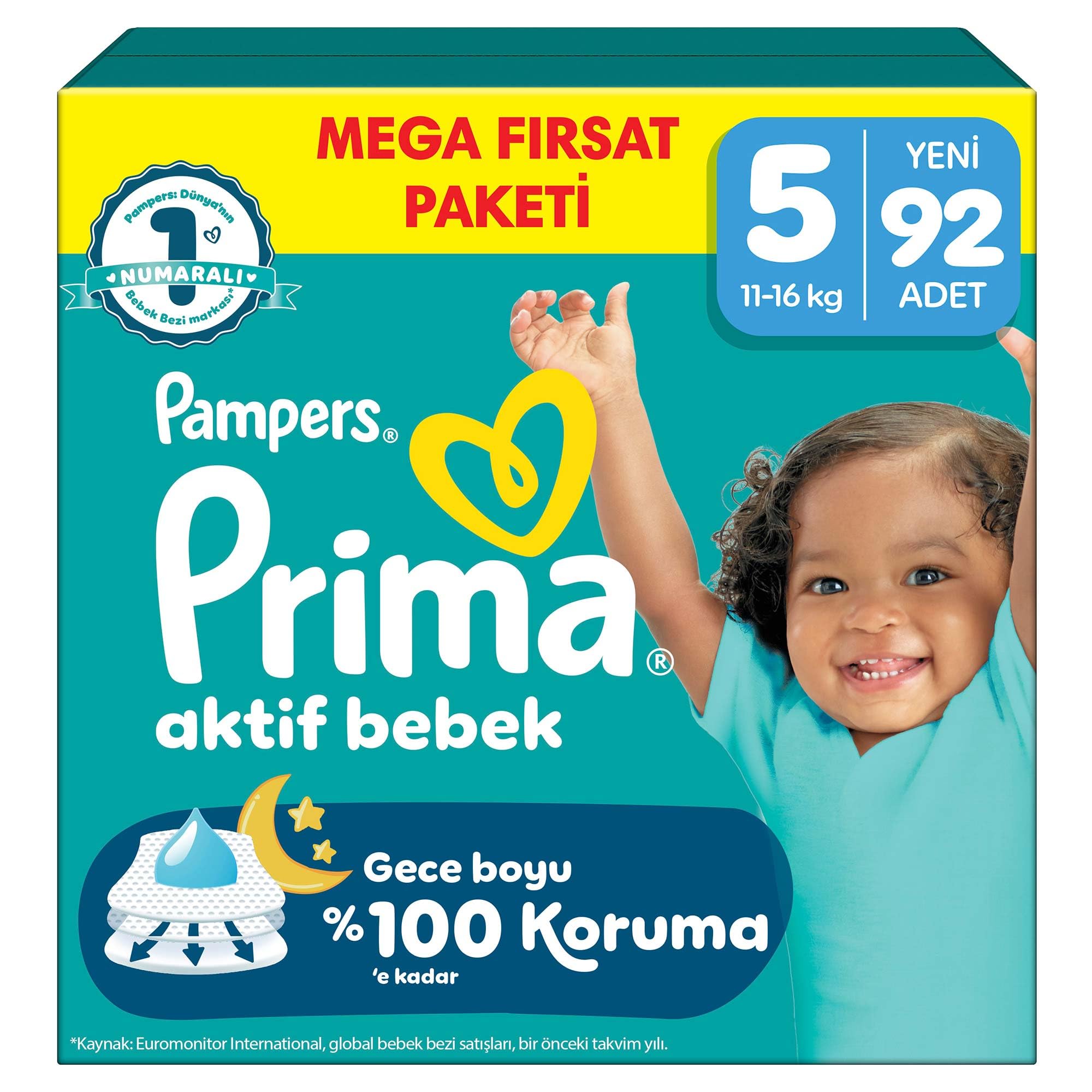 Prima Aktif Bebek Mega Fırsat Paketi 5 Beden 92 Adet