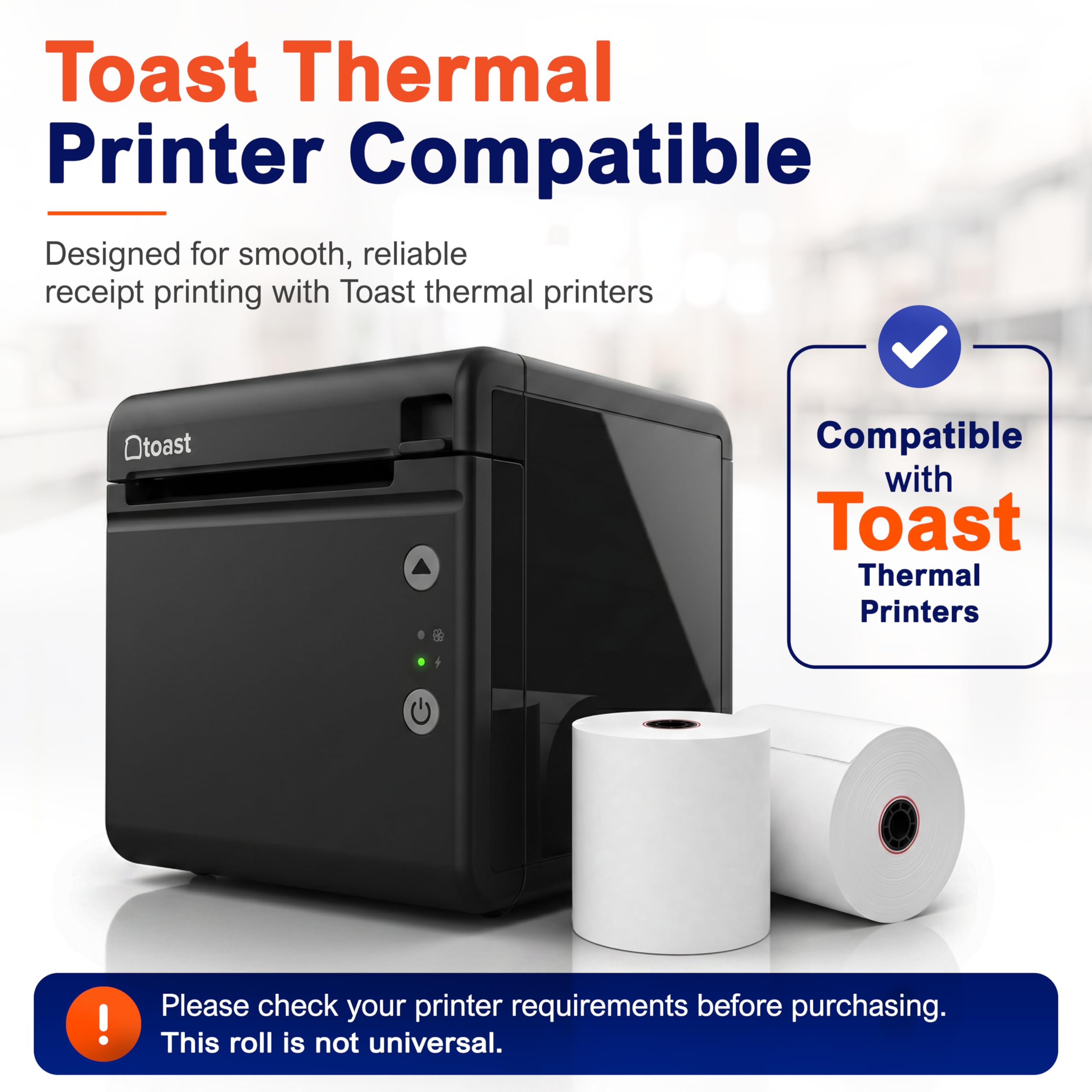 Rollo de papel para impresora térmica Toast TP200 (12 rollos)