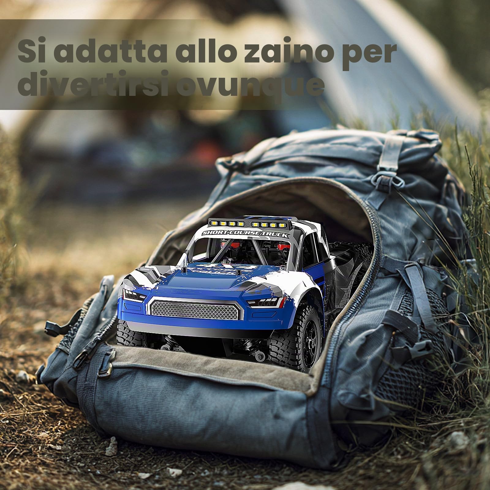 Macchina telecomandata professionale 2,4GHz,Monster Truck RC 1/16, Veicolo Fuoristrada 4WD Resistente all’Acqua con Doppie Batterie, Pneumatici Drift e Off-Road, Trasmissione in Metallo e Luci LED
