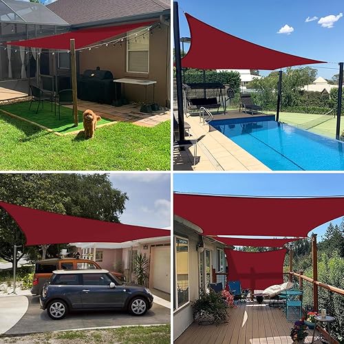Miniatura 2 de E&K Sunrise - Toldo impermeable de 10 x 10 pies, color rojo, rectangular, con bloqueo UV, duradero, perfecto para toldo, jardín al aire libre,