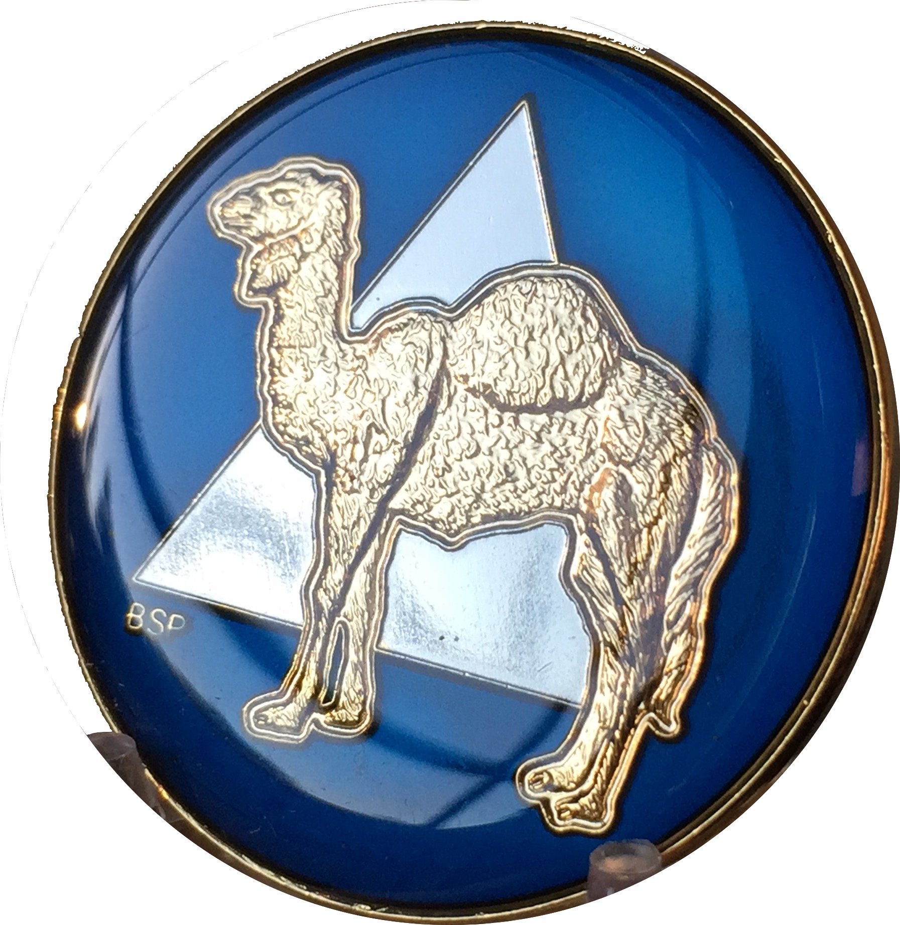 Camel Midnight Blue Tri Plate AA Medallion Sobriety Chip Gold & Nickel Plated