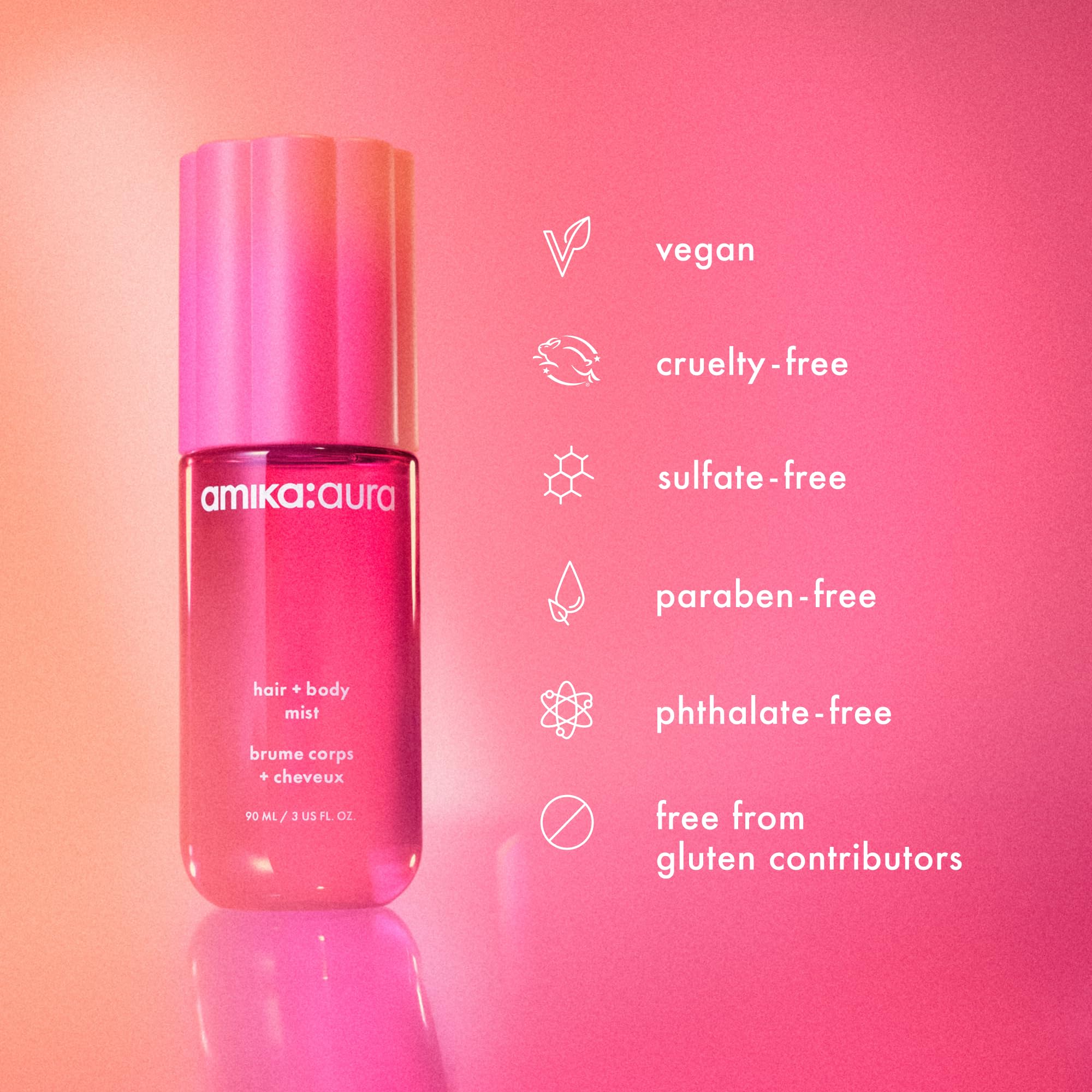 amika: aura hair and body mist | pink grapefruit, juicy apricot + warm vanilla