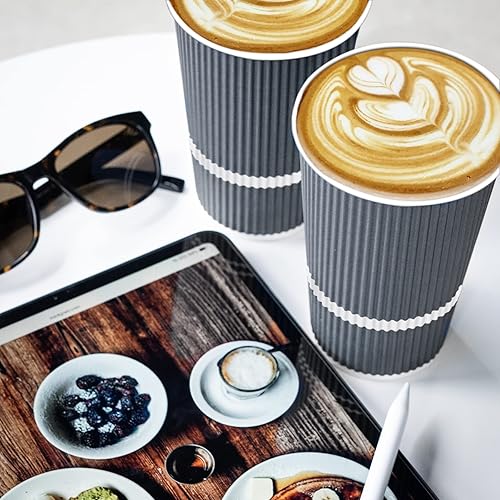 Miniatura 9 de Glowcoast Tazas de café desechables con tapas, taza de café para llevar de 16 onzas (juego de 70). Tazas de viaje grandes que mantienen la forma con