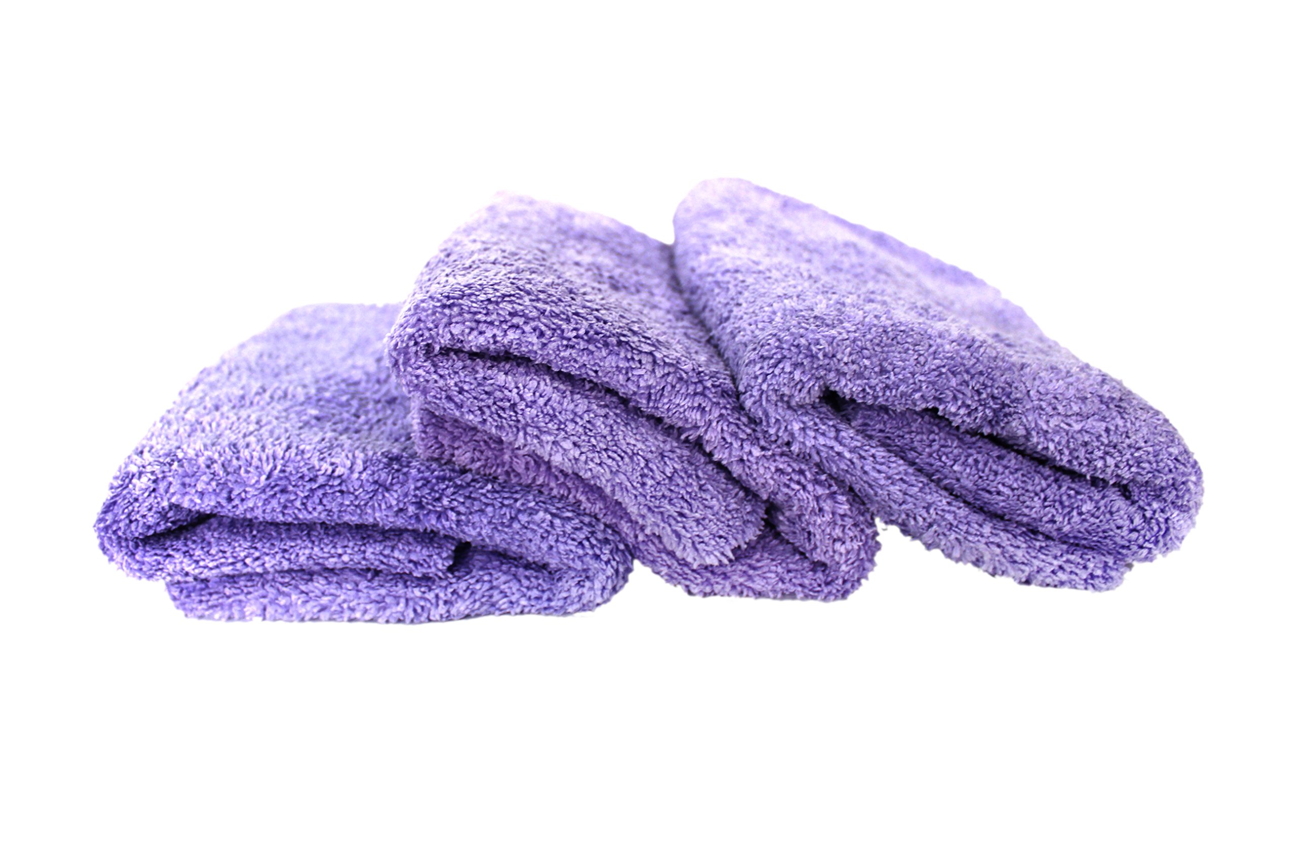 Maxshine 16”x24” Universal 3-Pack Purple Microfiber Towel (500GSM) Ultimate Zero Crazy Edgeless - Double-Sided, Plush Microfiber Drying Towels for Cars, Detailing - Professional Car Care