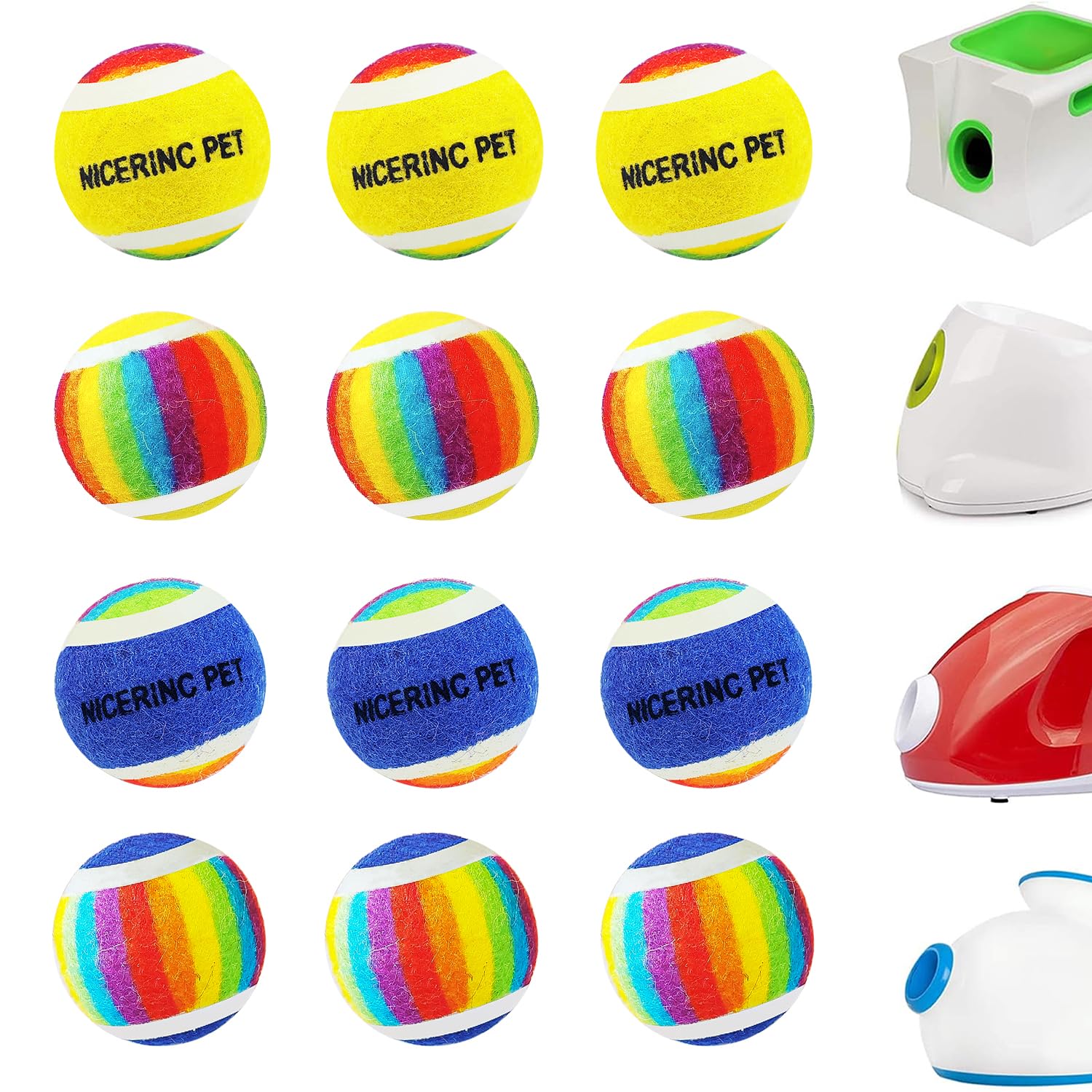 NICERINC PET X-Small Dog Tennis Balls Dog Toys Ball 1.5" Pack of 12, Fit Ball Launchers,Christmas Dog Toys,Christmas Dog Gifts