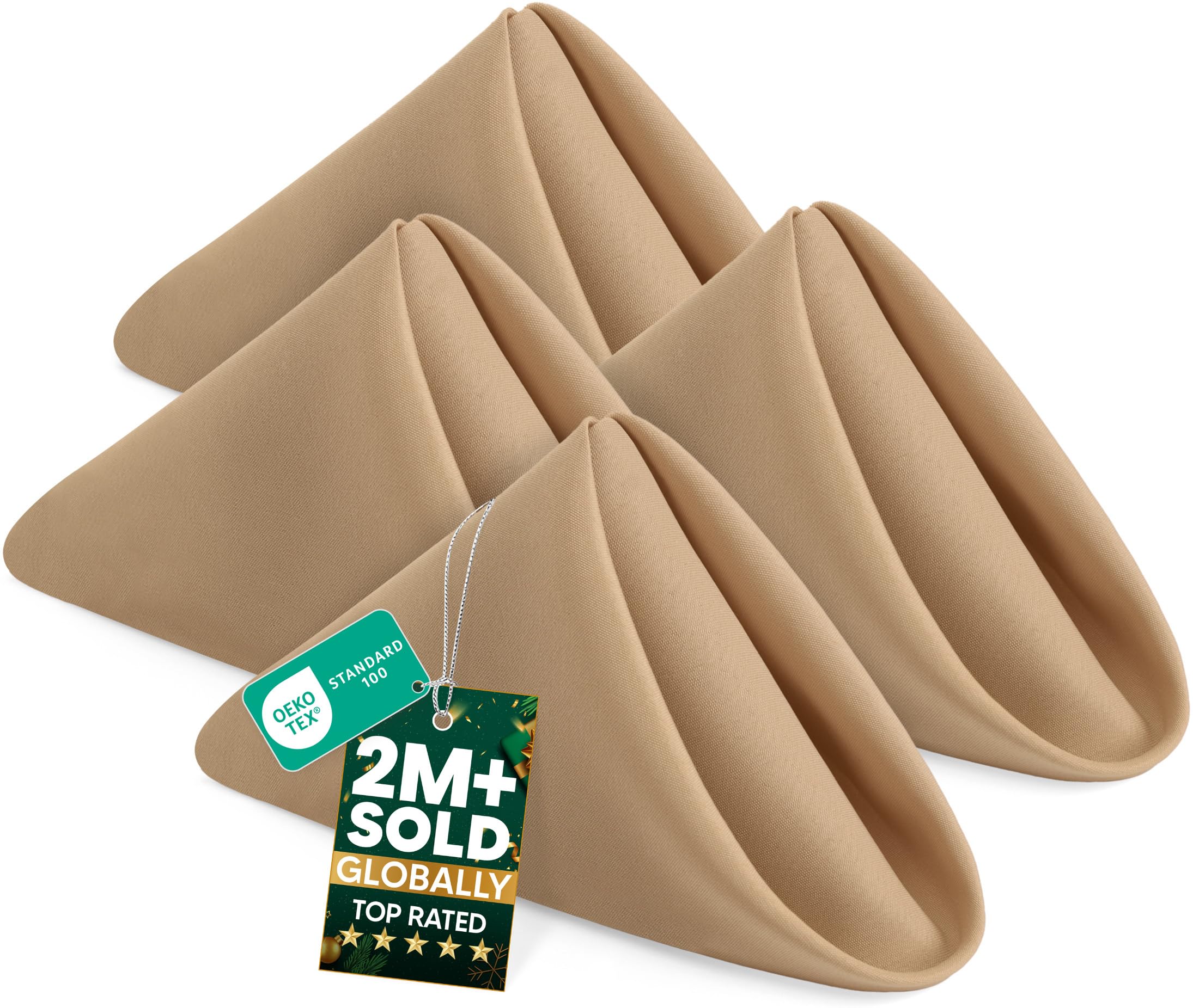 utopia home [24 pack, beige] cloth napkins 20x20 inches, 100% polyester hemmed edges, washable and reusable ideal for parties, weddings and dinners