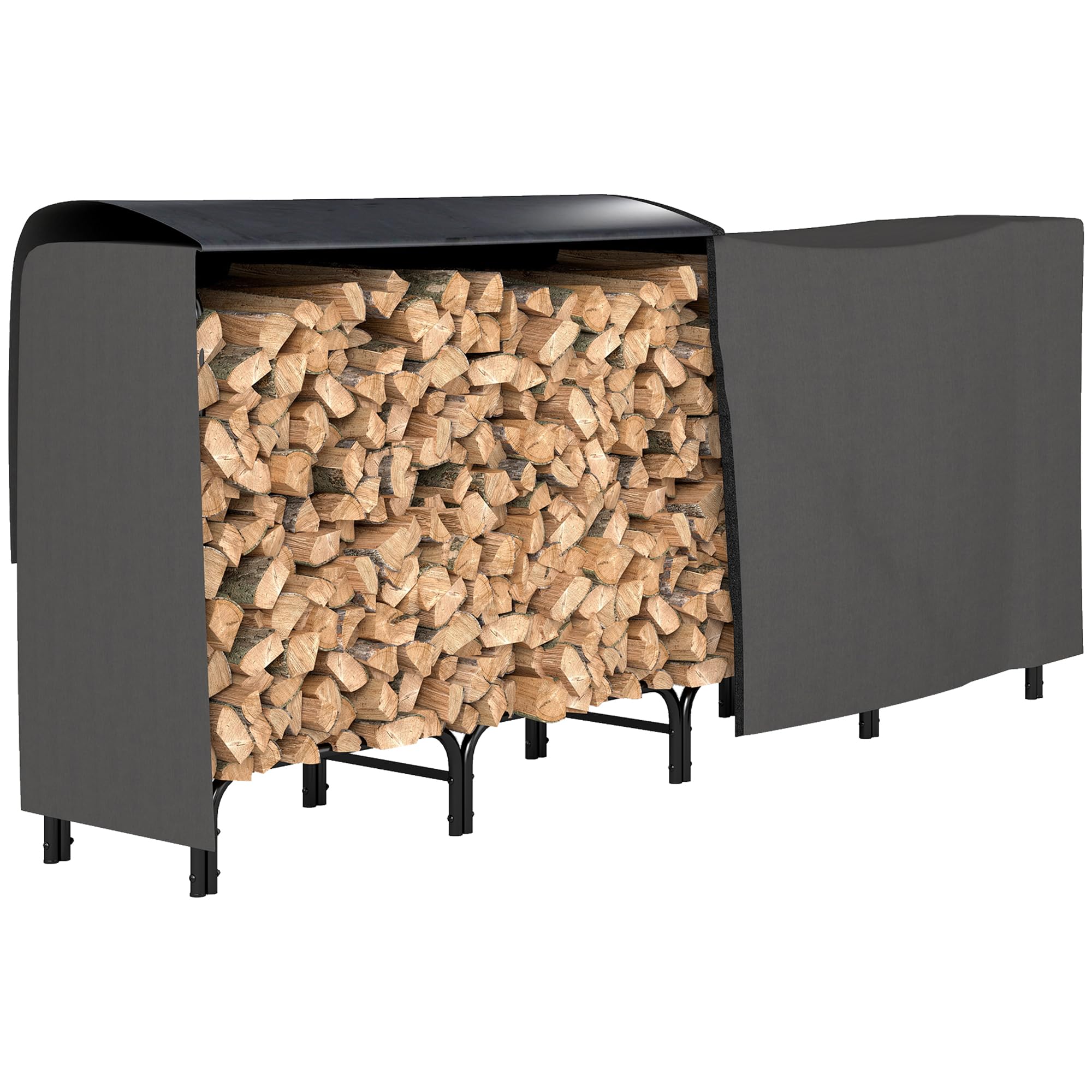 Outsunny Portalegna da Interno ed Esterno in Metallo 240x36x99 cm Nero