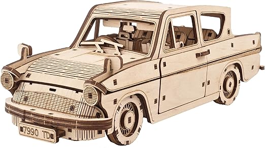 UGEARS Wooden 3D Puzzles for Adults - Flying Ford Anglia Harry Potter Puzzle 3D – Harry Potter Flying Car Building Kits for Adults DIY Model Kit with Spring Drive 244 Pcs