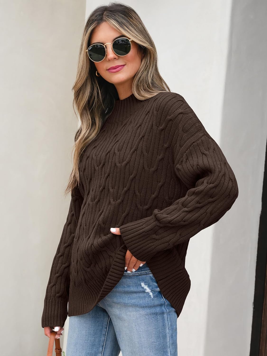 ANRABESS Womens Mock Turtle Neck Sweaters Cable Knit Long Sleeve 2026 Fall Winter Tunic Sweater - Image 3