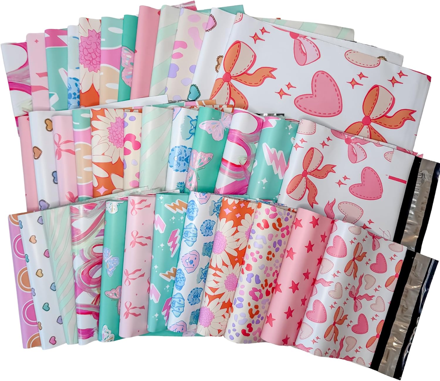 Designer Poly Mailer Variety Pack Heavy Duty Waterproof Self Seal Shipping Bags for Small Business Large Mailing Envelopes Bulk Tear Resistant Packaging 35 Pack