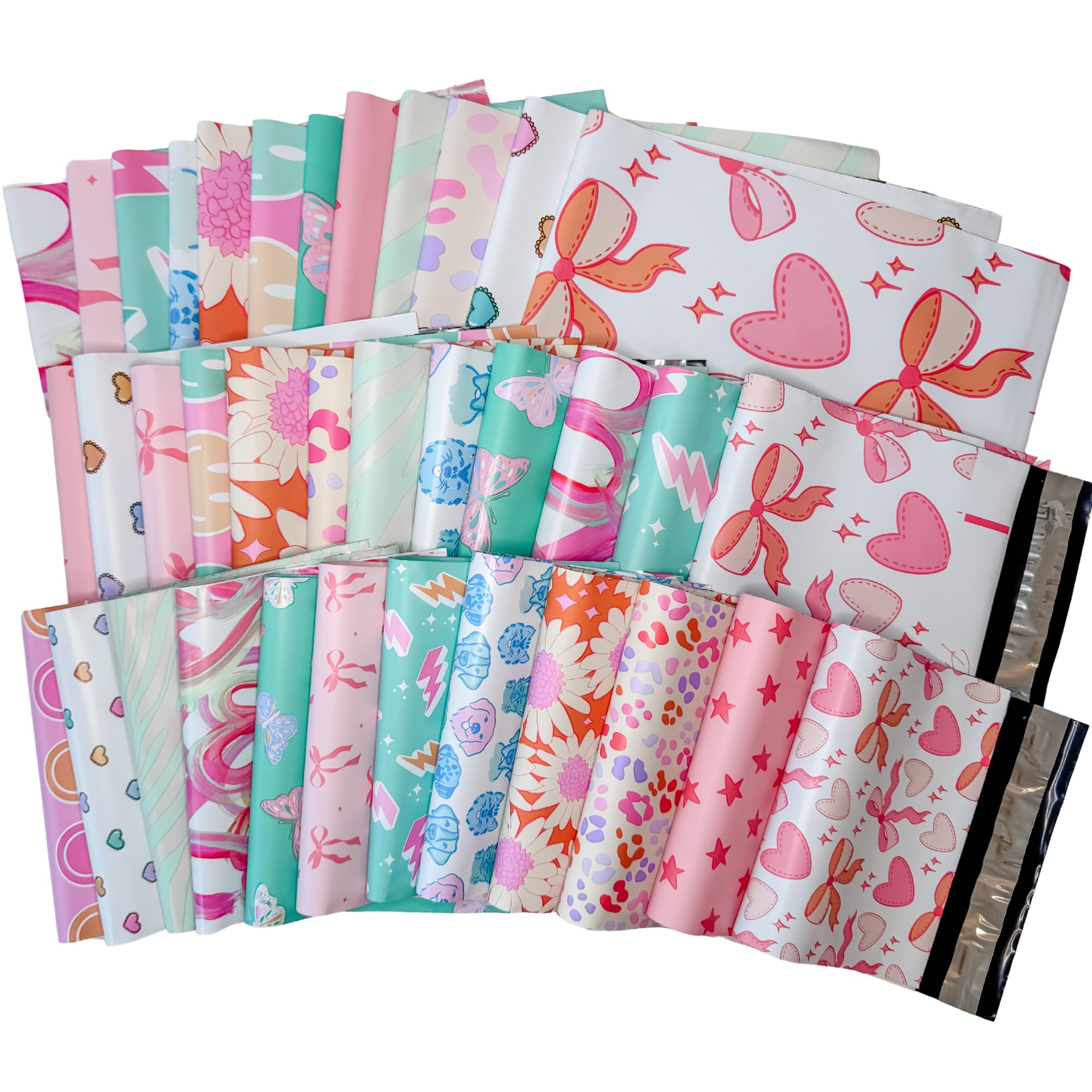 Pretty Package Store Designer Poly Mailer Variety Pack Heavy Duty Waterproof Self Seal Shipping Bags for Small Business Large Mailing Envelopes Bulk