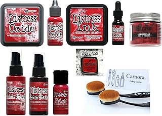 Tim Holtz Distress Lumberjack Plaid, October 2022 Release, Distress Ink Pad/Reinker, Oxide Ink Pad/Reinker, Embossing Glaze, Flip Top Paint, Oxide Spray, Spray Stain, 2 Carnora Brushes, Enamel Pin